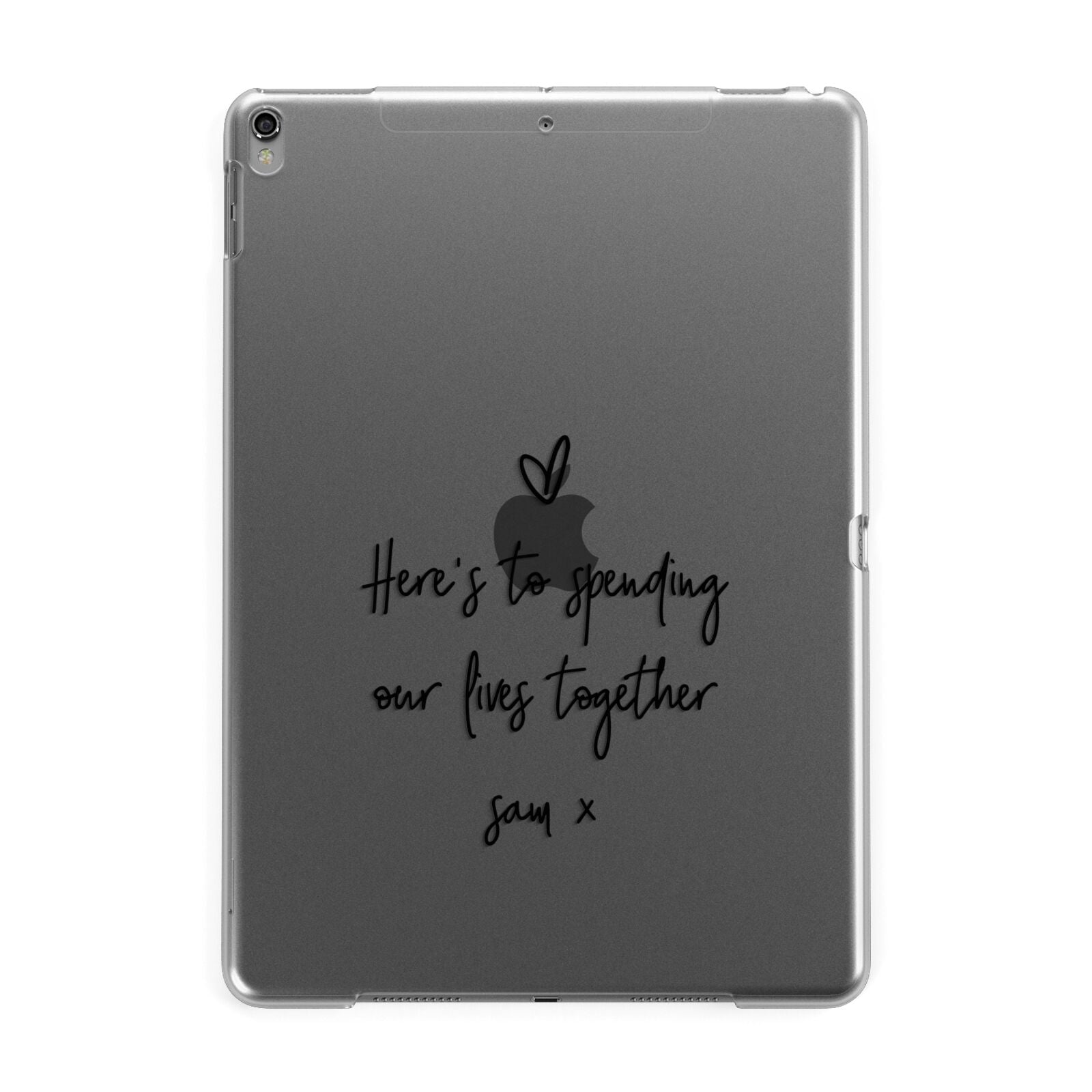 Personalised Valentines Message Name Black Apple iPad Grey Case