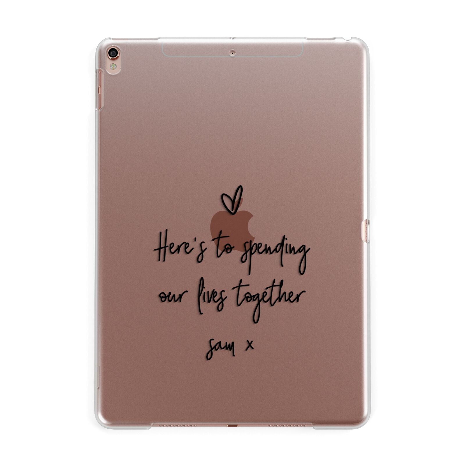 Personalised Valentines Message Name Black Apple iPad Rose Gold Case