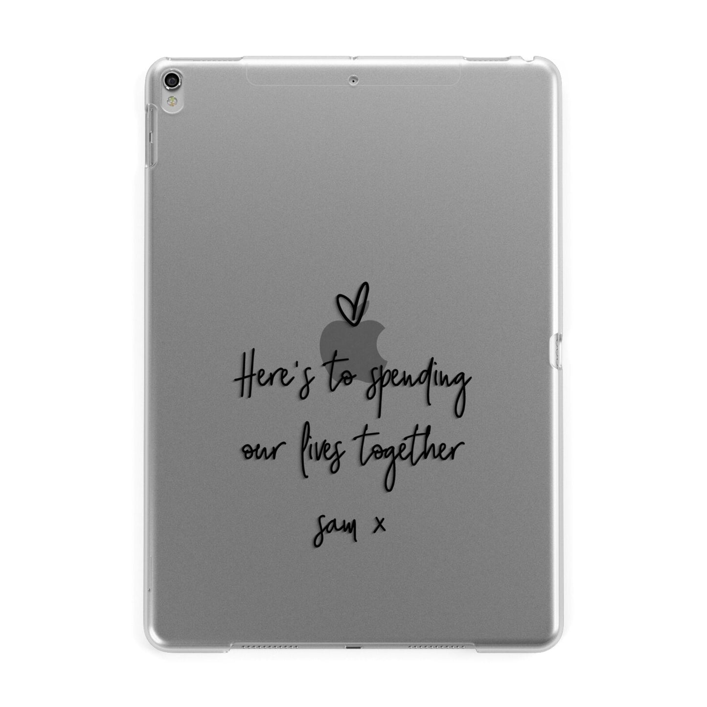 Personalised Valentines Message Name Black Apple iPad Silver Case
