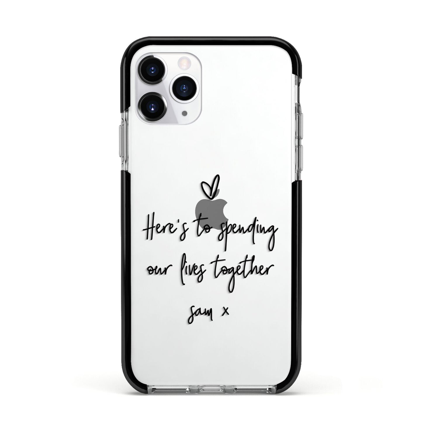 Personalised Valentines Message Name Black Apple iPhone 11 Pro in Silver with Black Impact Case
