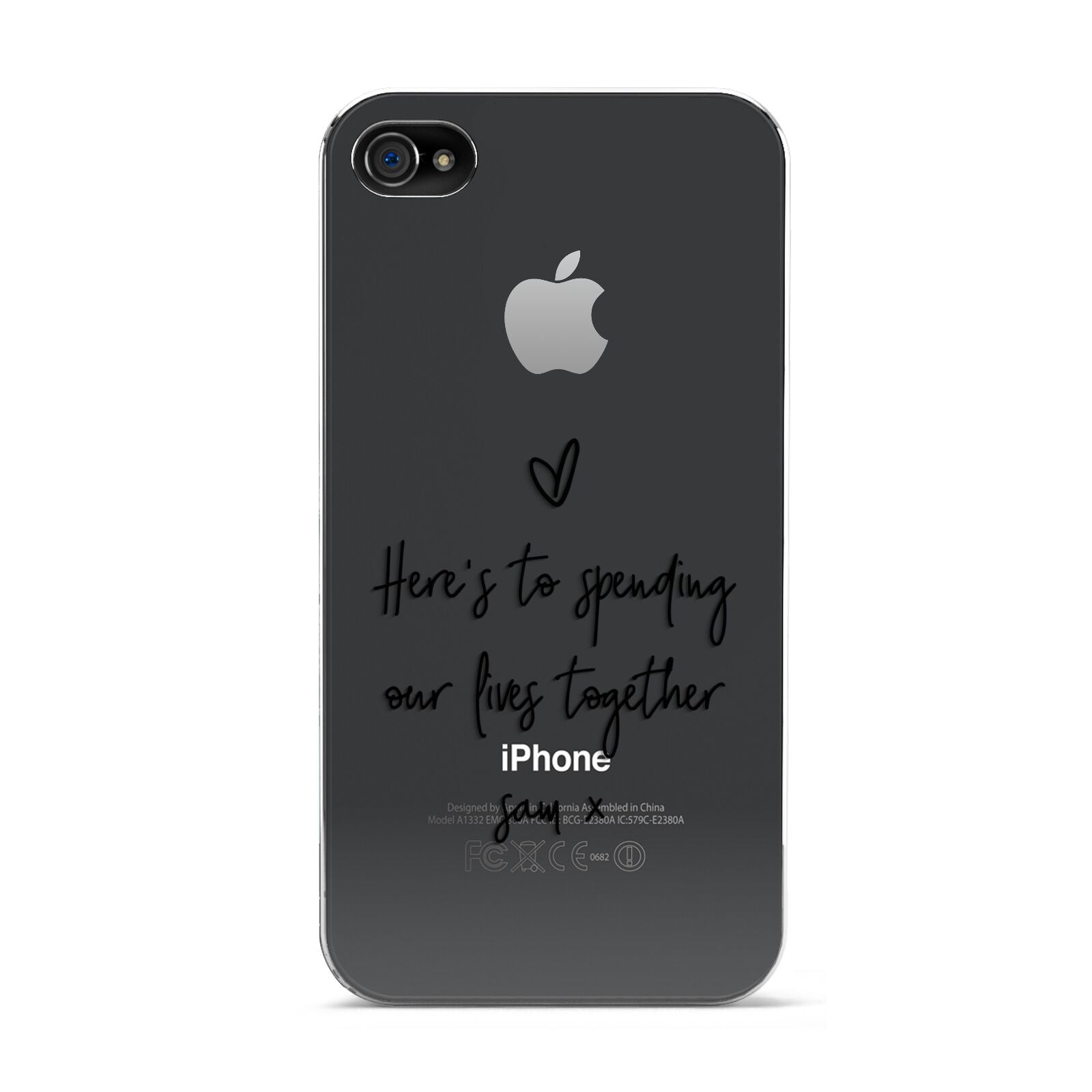 Personalised Valentines Message Name Black Apple iPhone 4s Case