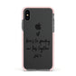 Personalised Valentines Message Name Black Apple iPhone Xs Impact Case Pink Edge on Black Phone