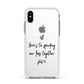 Personalised Valentines Message Name Black Apple iPhone Xs Impact Case White Edge on Silver Phone