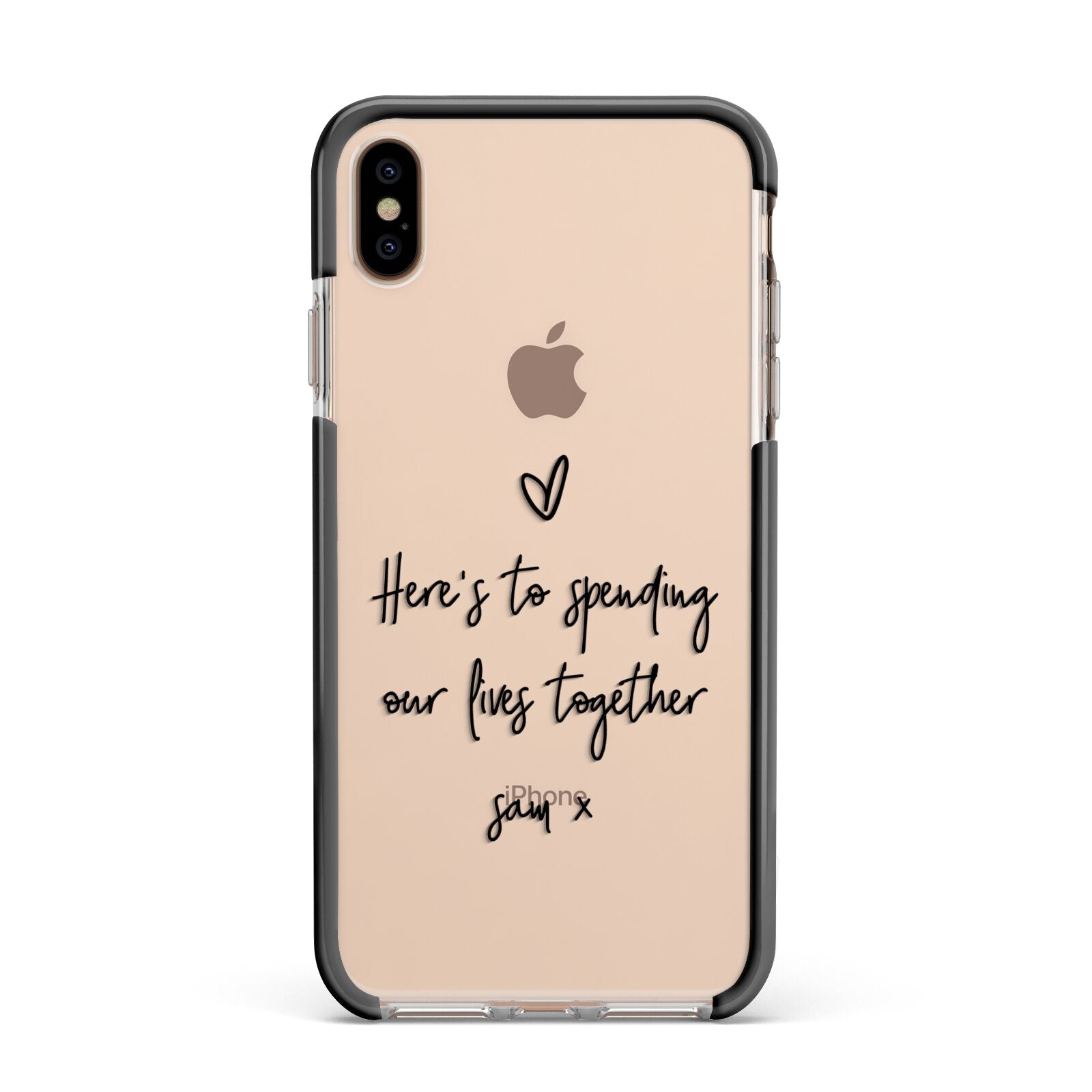 Personalised Valentines Message Name Black Apple iPhone Xs Max Impact Case Black Edge on Gold Phone