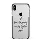 Personalised Valentines Message Name Black Apple iPhone Xs Max Impact Case Black Edge on Silver Phone