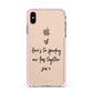 Personalised Valentines Message Name Black Apple iPhone Xs Max Impact Case Pink Edge on Gold Phone