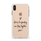 Personalised Valentines Message Name Black Apple iPhone Xs Max Impact Case White Edge on Gold Phone