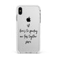 Personalised Valentines Message Name Black Apple iPhone Xs Max Impact Case White Edge on Silver Phone