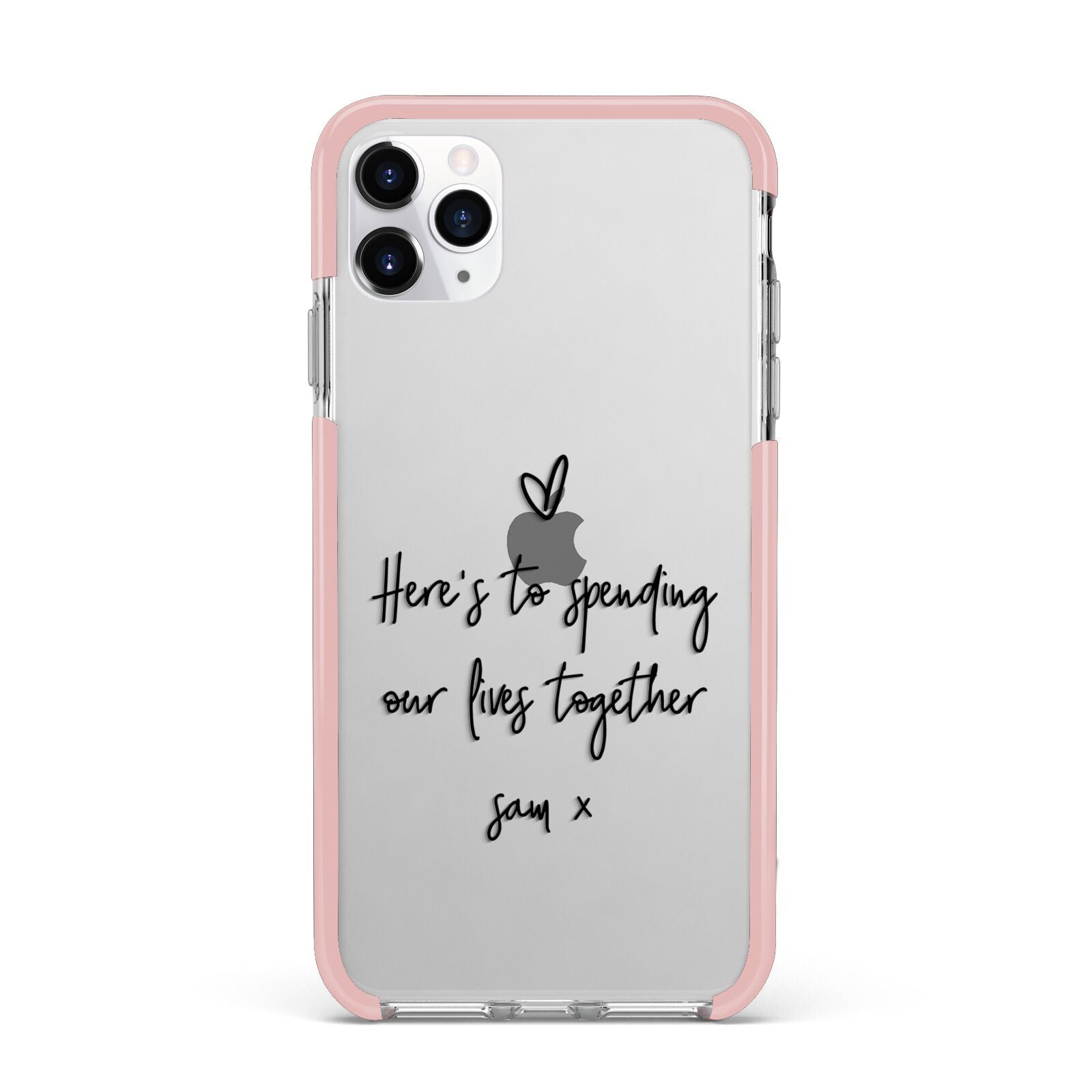 Personalised Valentines Message Name Black iPhone 11 Pro Max Impact Pink Edge Case