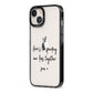 Personalised Valentines Message Name Black iPhone 13 Black Impact Case Side Angle on Silver phone