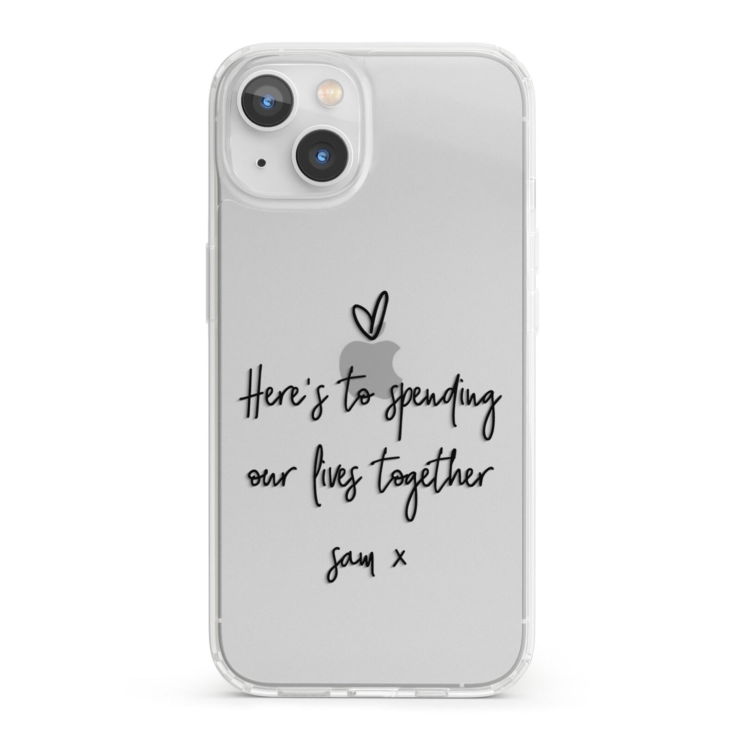 Personalised Valentines Message Name Black iPhone 13 Clear Bumper Case