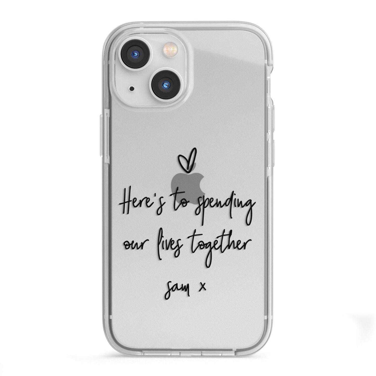 Personalised Valentines Message Name Black iPhone 13 Mini TPU Impact Case with White Edges