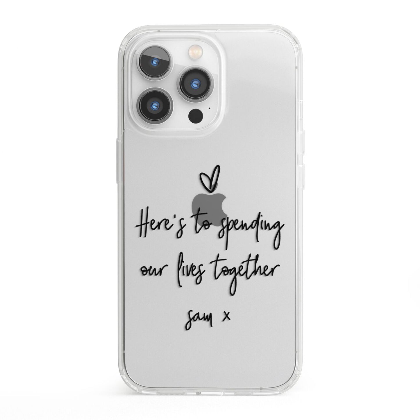 Personalised Valentines Message Name Black iPhone 13 Pro Clear Bumper Case