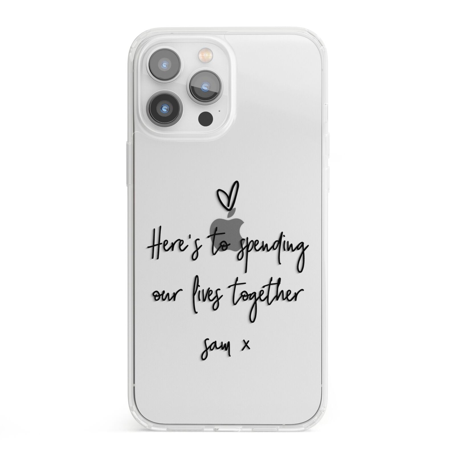 Personalised Valentines Message Name Black iPhone 13 Pro Max Clear Bumper Case