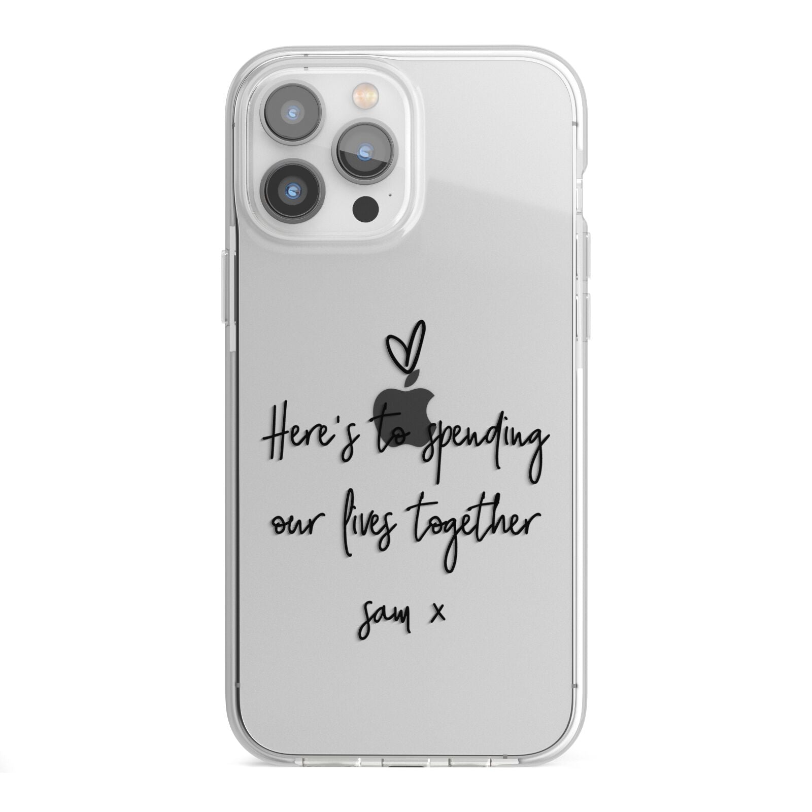 Personalised Valentines Message Name Black iPhone 13 Pro Max TPU Impact Case with White Edges