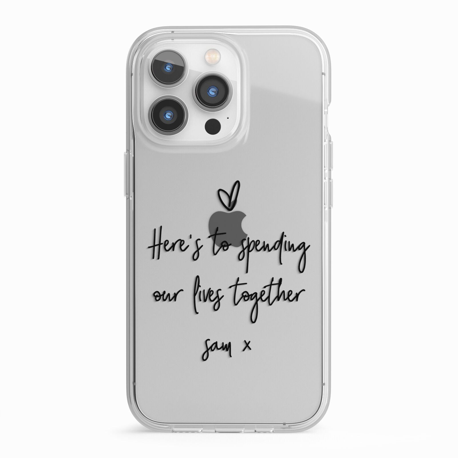 Personalised Valentines Message Name Black iPhone 13 Pro TPU Impact Case with White Edges
