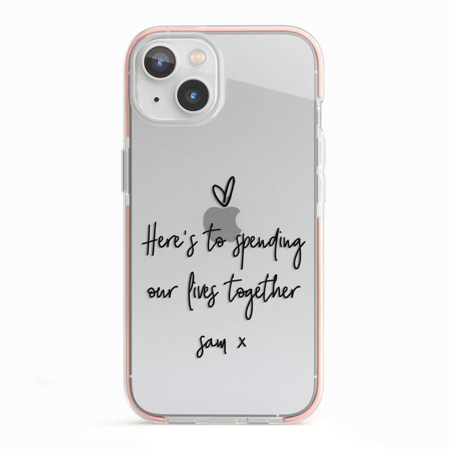Personalised Valentines Message Name Black iPhone 13 TPU Impact Case with Pink Edges