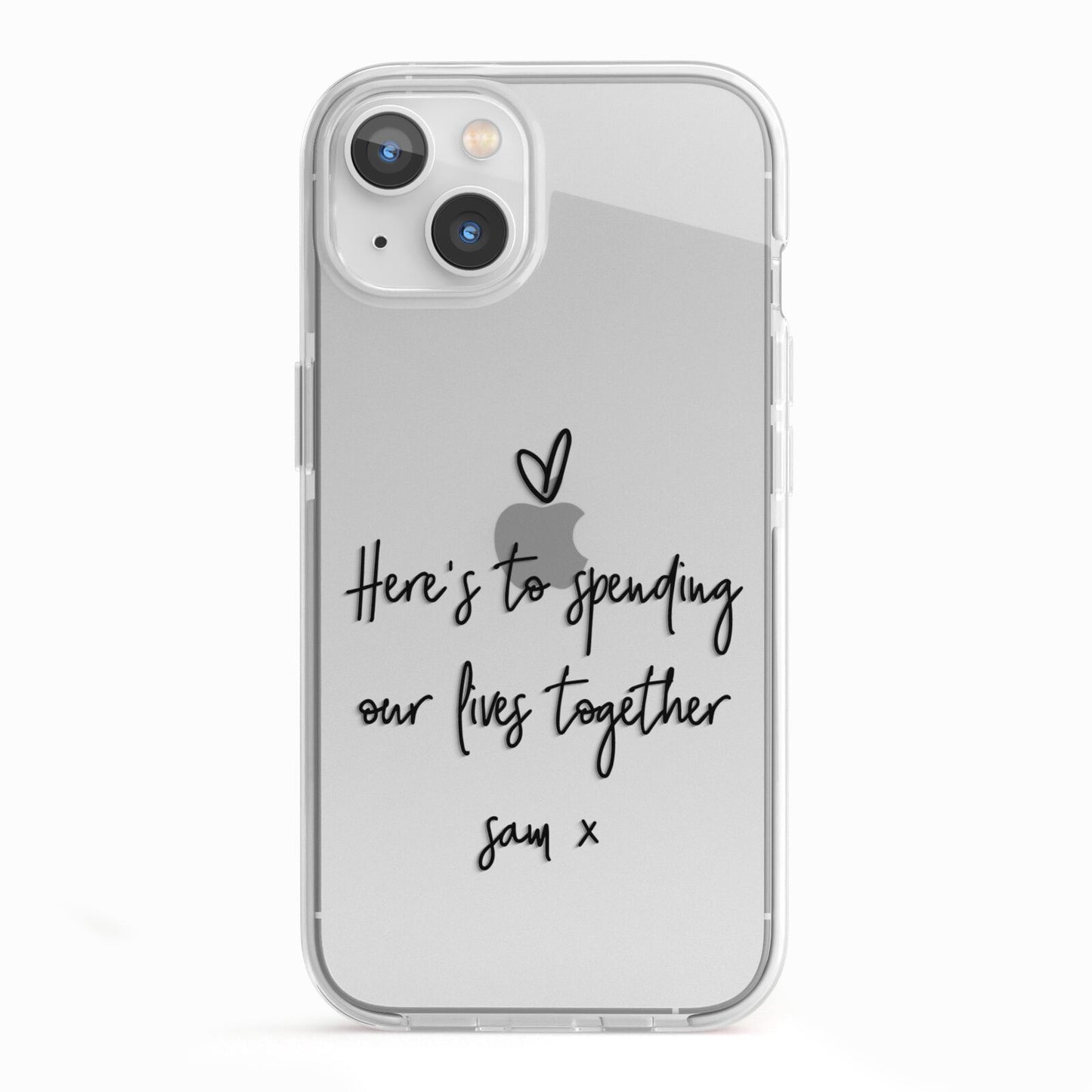 Personalised Valentines Message Name Black iPhone 13 TPU Impact Case with White Edges