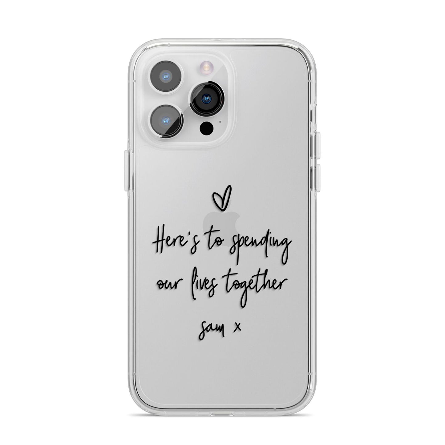 Personalised Valentines Message Name Black iPhone 14 Pro Max Clear Tough Case Silver