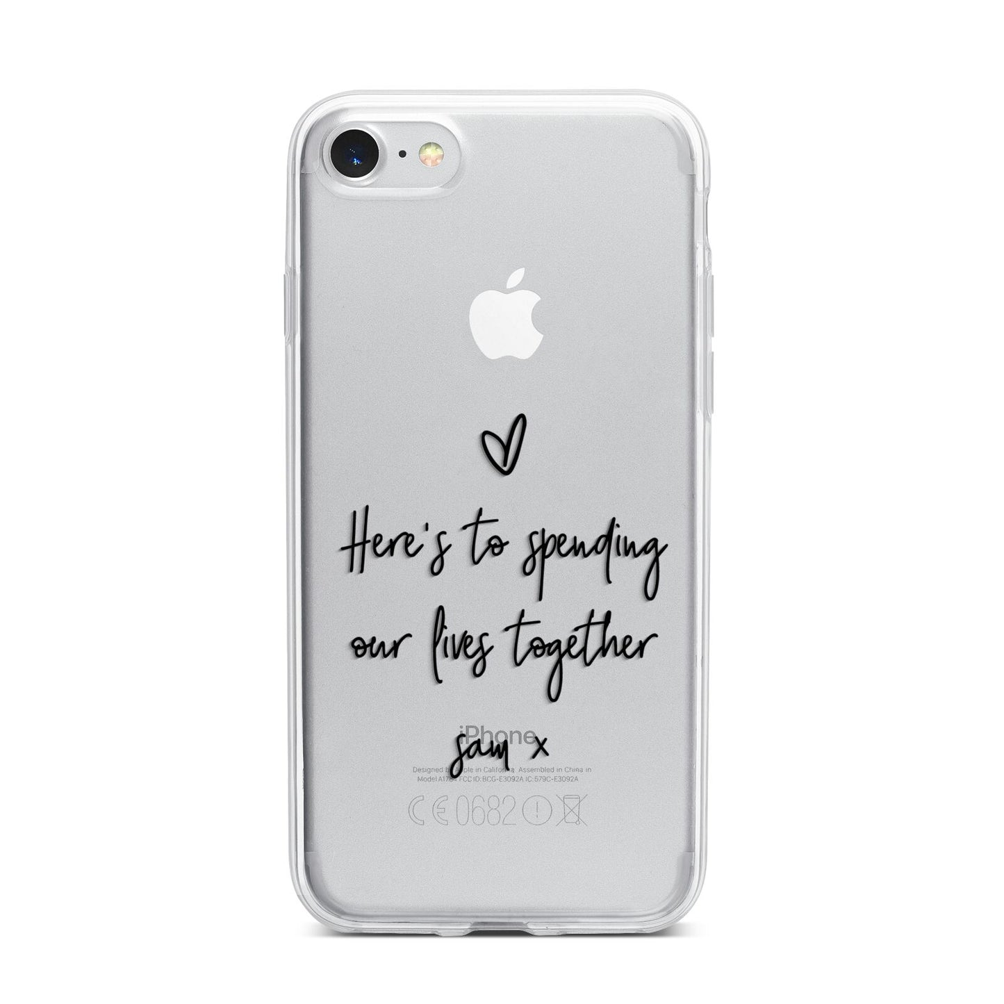 Personalised Valentines Message Name Black iPhone 7 Bumper Case on Silver iPhone