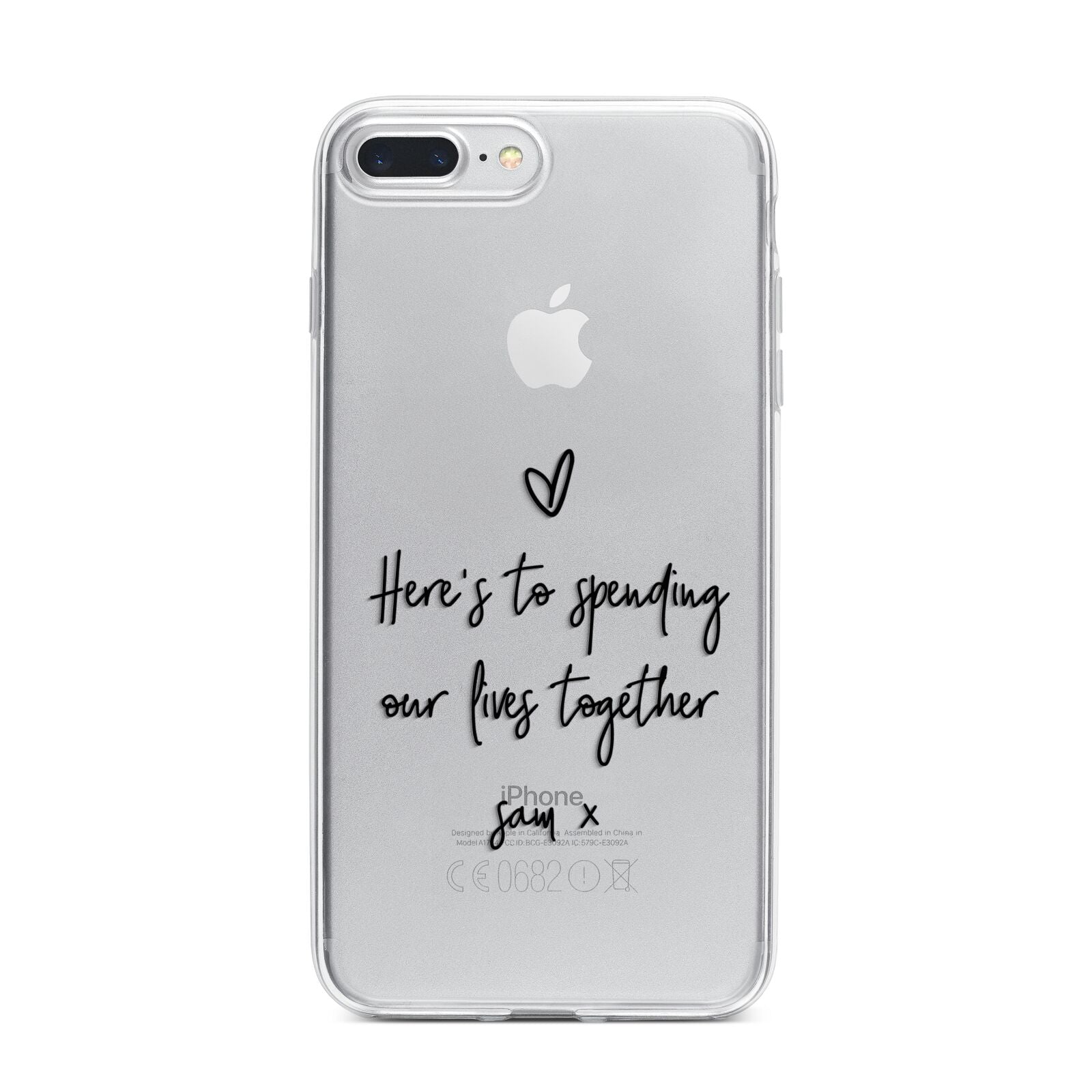 Personalised Valentines Message Name Black iPhone 7 Plus Bumper Case on Silver iPhone