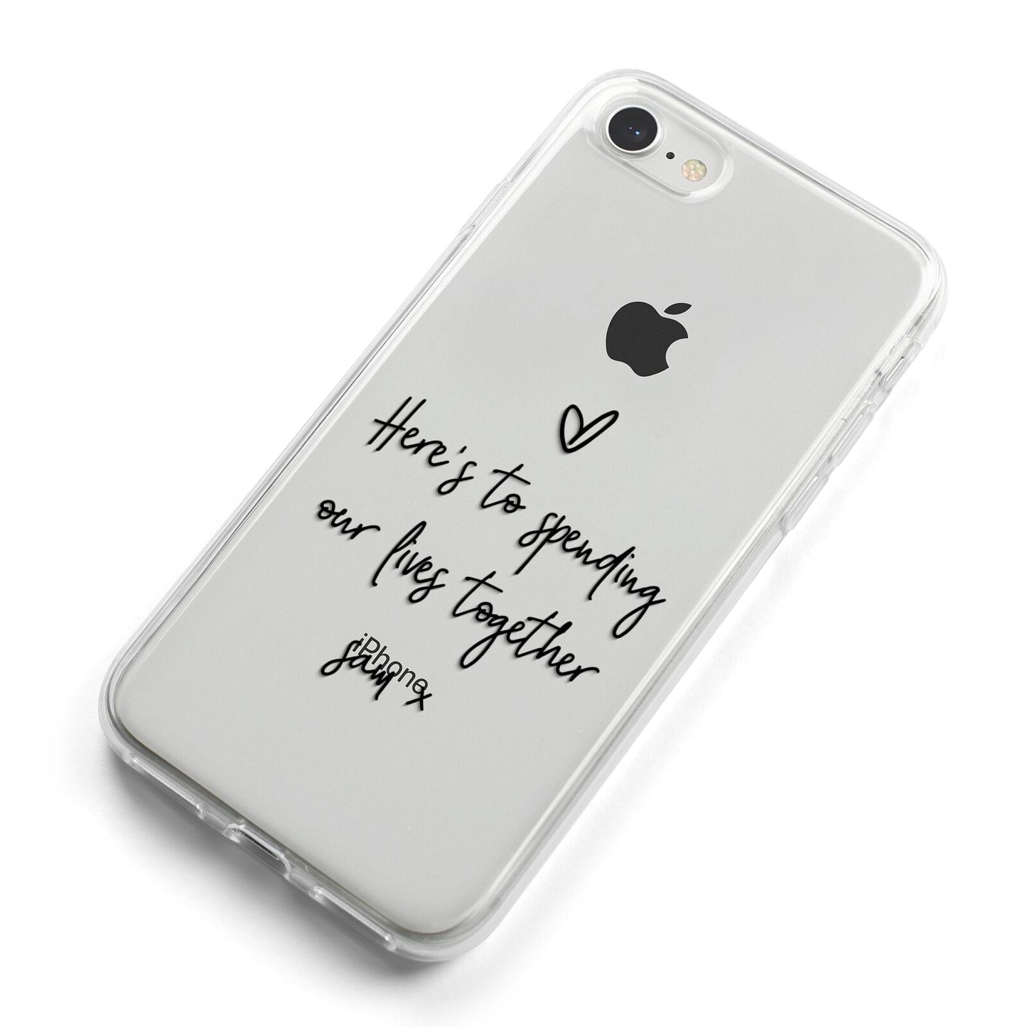 Personalised Valentines Message Name Black iPhone 8 Bumper Case on Silver iPhone Alternative Image