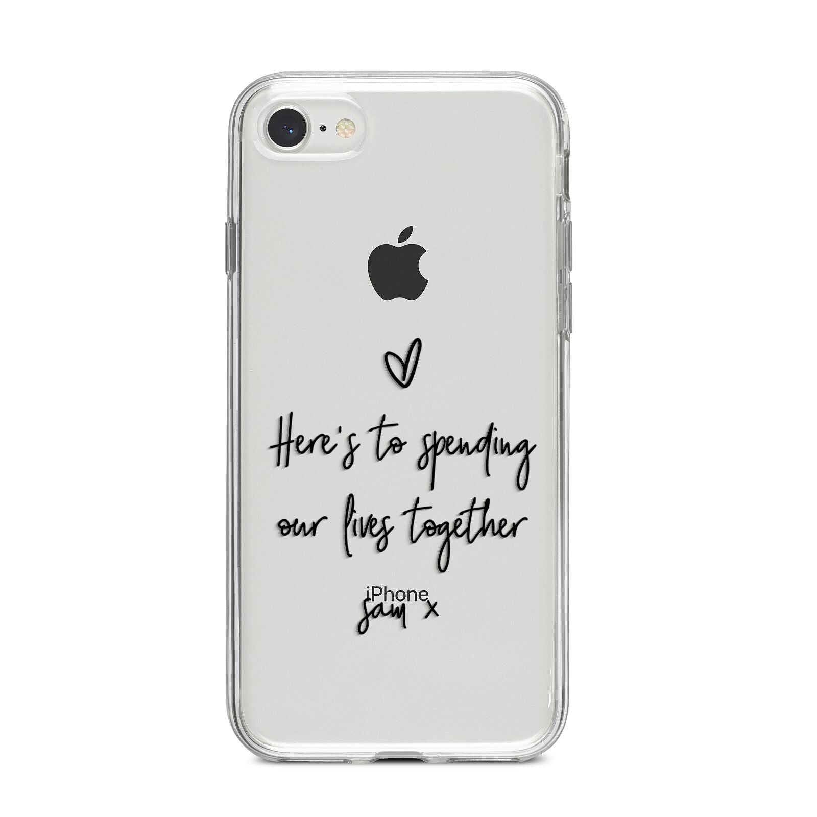 Personalised Valentines Message Name Black iPhone 8 Bumper Case on Silver iPhone
