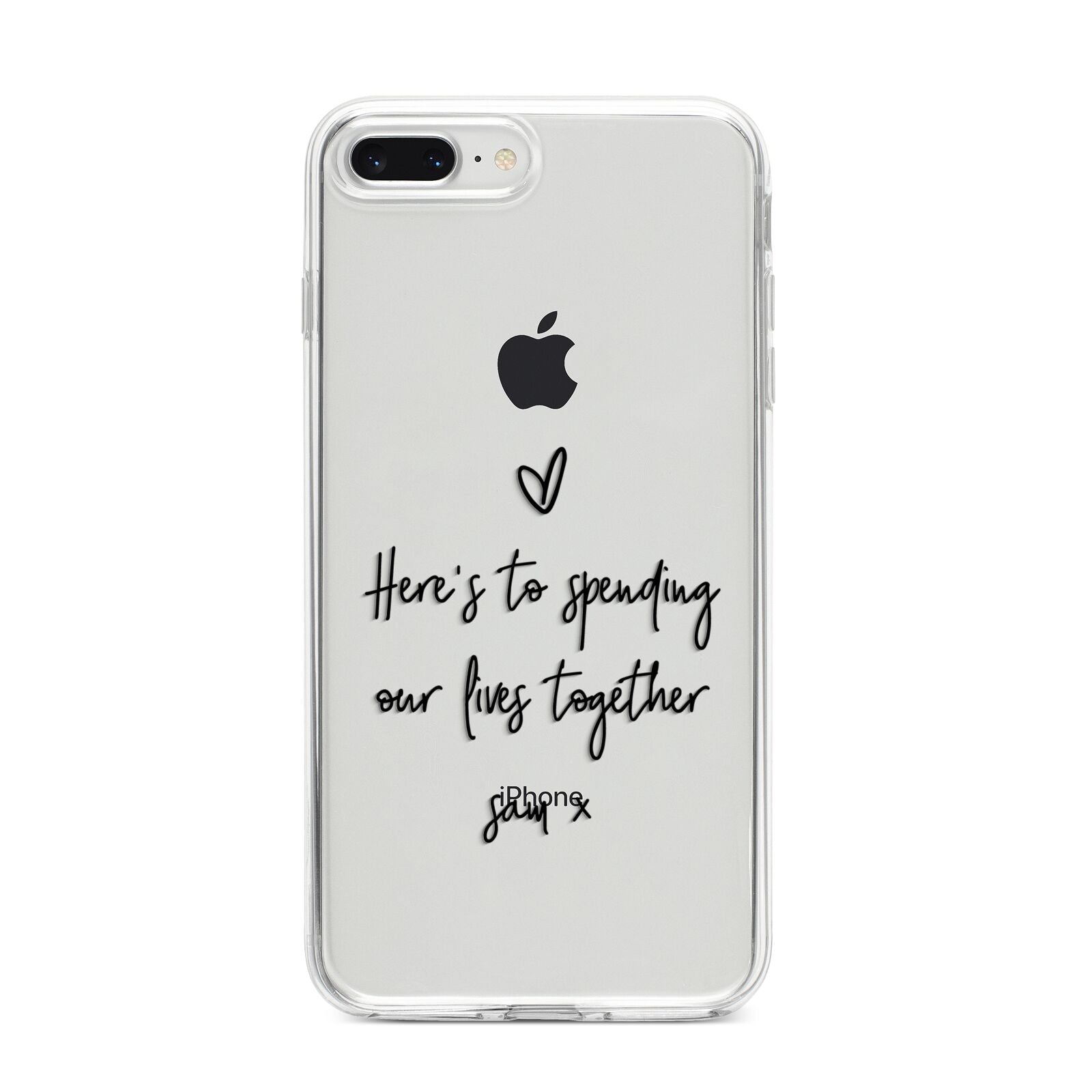 Personalised Valentines Message Name Black iPhone 8 Plus Bumper Case on Silver iPhone