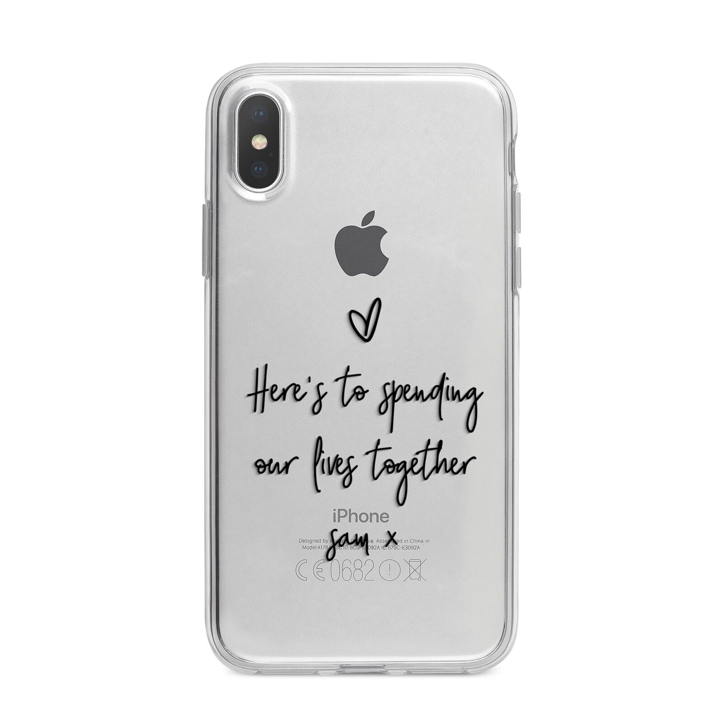Personalised Valentines Message Name Black iPhone X Bumper Case on Silver iPhone Alternative Image 1