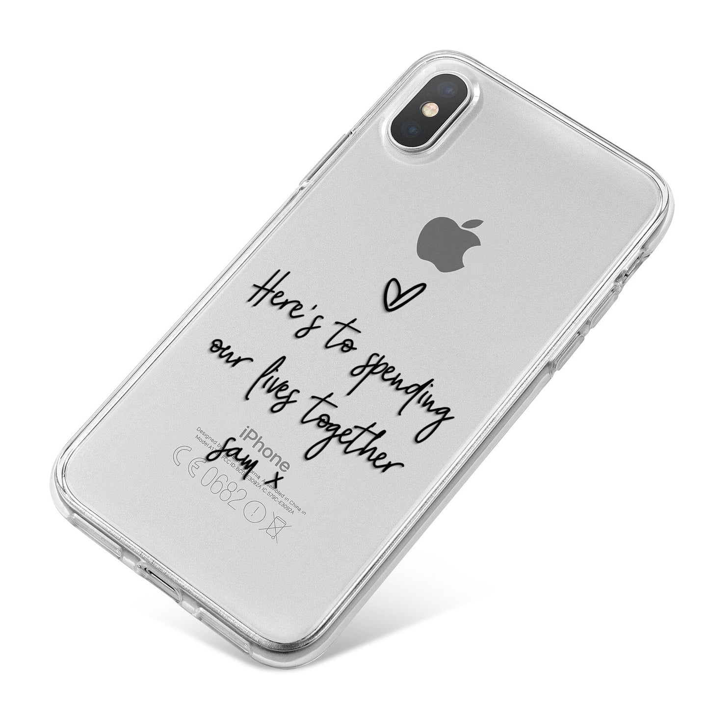 Personalised Valentines Message Name Black iPhone X Bumper Case on Silver iPhone