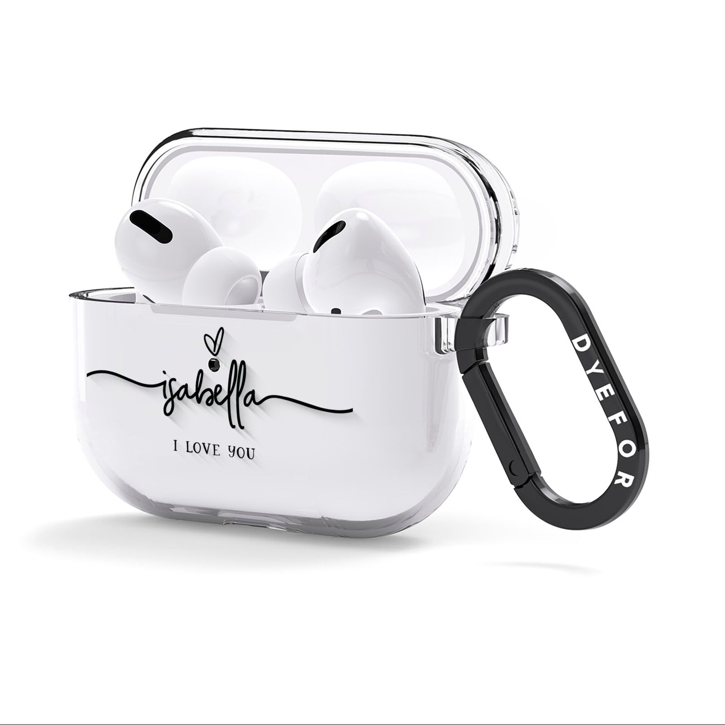 Personalised Valentines Name Clear Black AirPods Clear Case 3rd Gen Side Image
