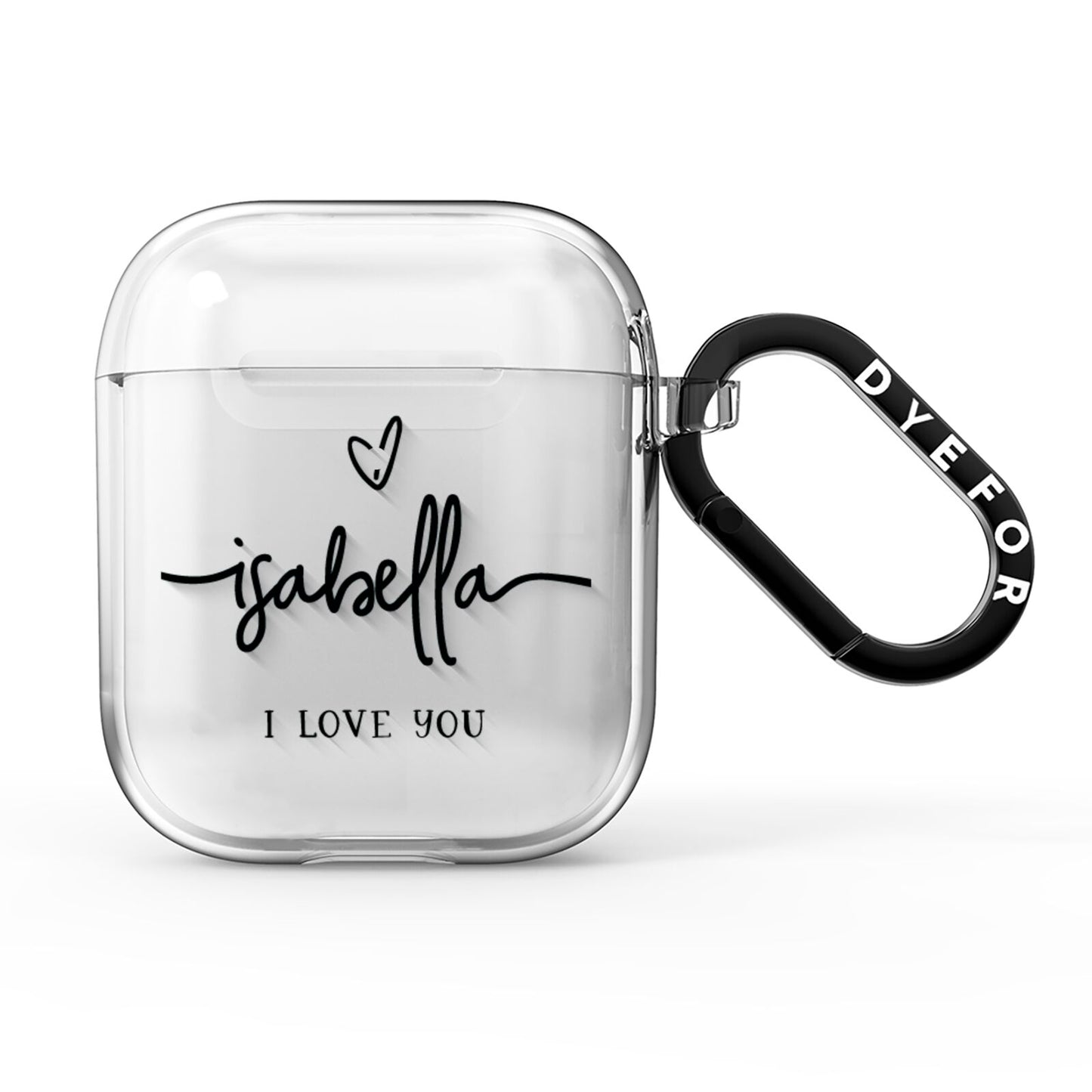 Personalised Valentines Name Clear Black AirPods Clear Case