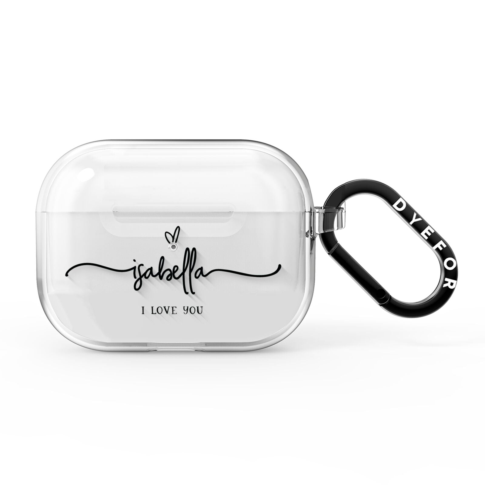 Personalised Valentines Name Clear Black AirPods Pro Clear Case