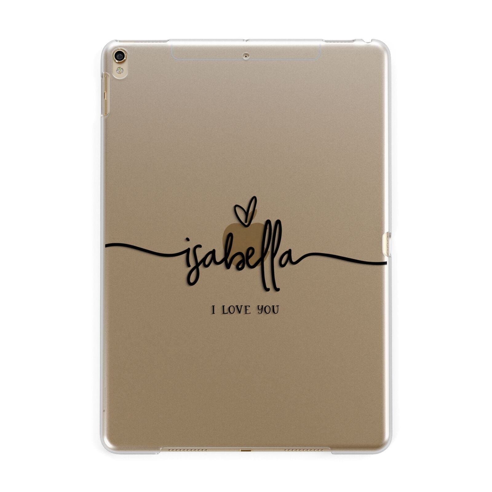 Personalised Valentines Name Clear Black Apple iPad Gold Case