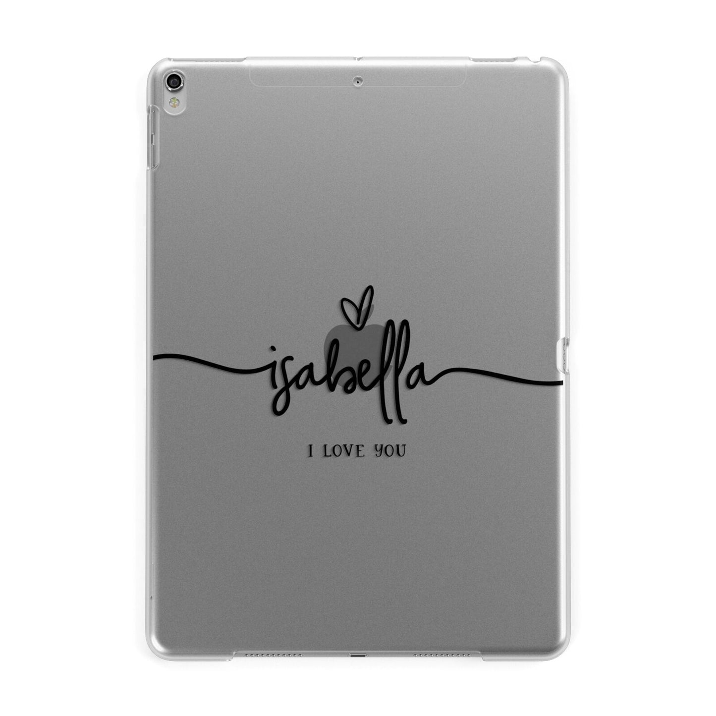 Personalised Valentines Name Clear Black Apple iPad Silver Case