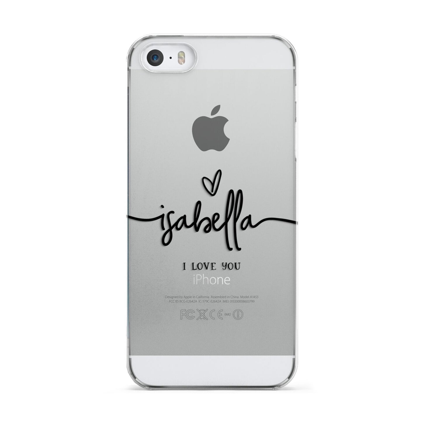 Personalised Valentines Name Clear Black Apple iPhone 5 Case