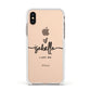 Personalised Valentines Name Clear Black Apple iPhone Xs Impact Case White Edge on Gold Phone