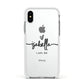 Personalised Valentines Name Clear Black Apple iPhone Xs Impact Case White Edge on Silver Phone