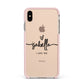 Personalised Valentines Name Clear Black Apple iPhone Xs Max Impact Case Pink Edge on Gold Phone