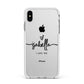 Personalised Valentines Name Clear Black Apple iPhone Xs Max Impact Case White Edge on Silver Phone