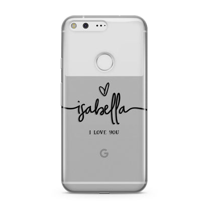 Personalised Valentines Name Clear Black Google Pixel Case