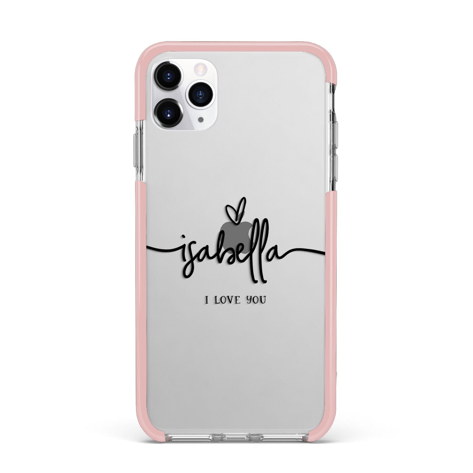 Personalised Valentines Name Clear Black iPhone 11 Pro Max Impact Pink Edge Case