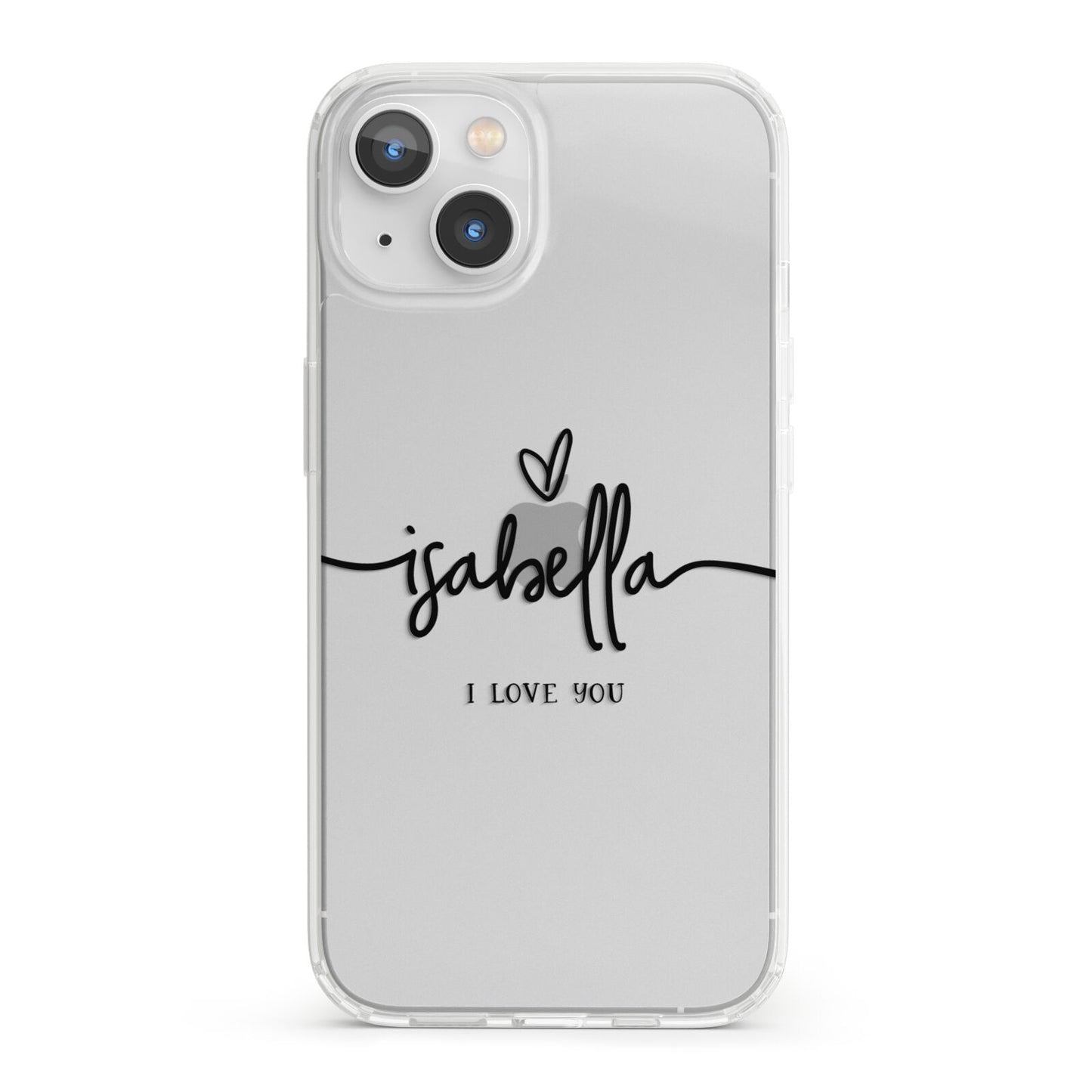 Personalised Valentines Name Clear Black iPhone 13 Clear Bumper Case