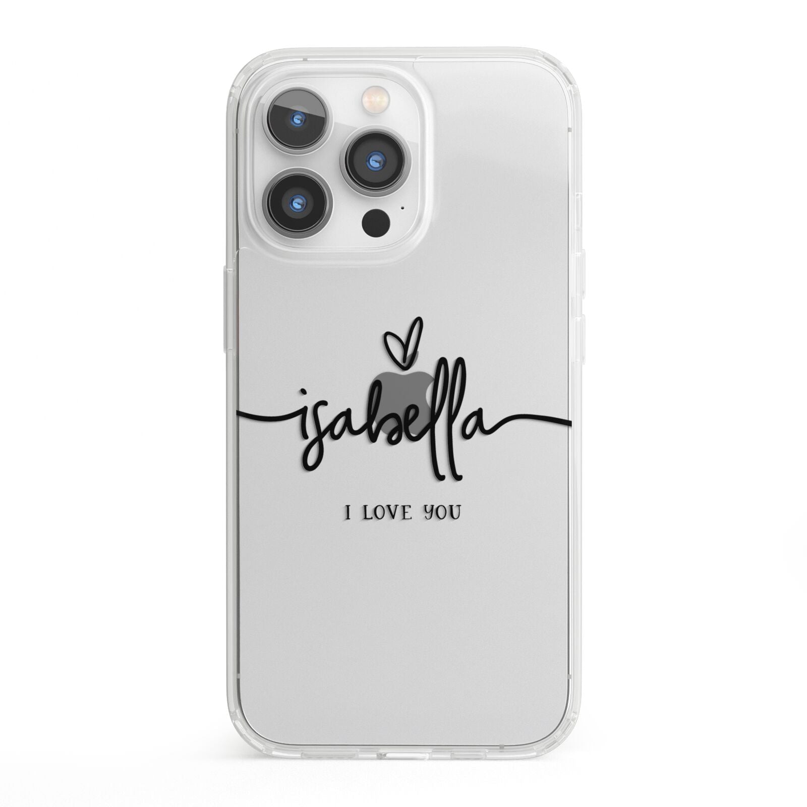 Personalised Valentines Name Clear Black iPhone 13 Pro Clear Bumper Case