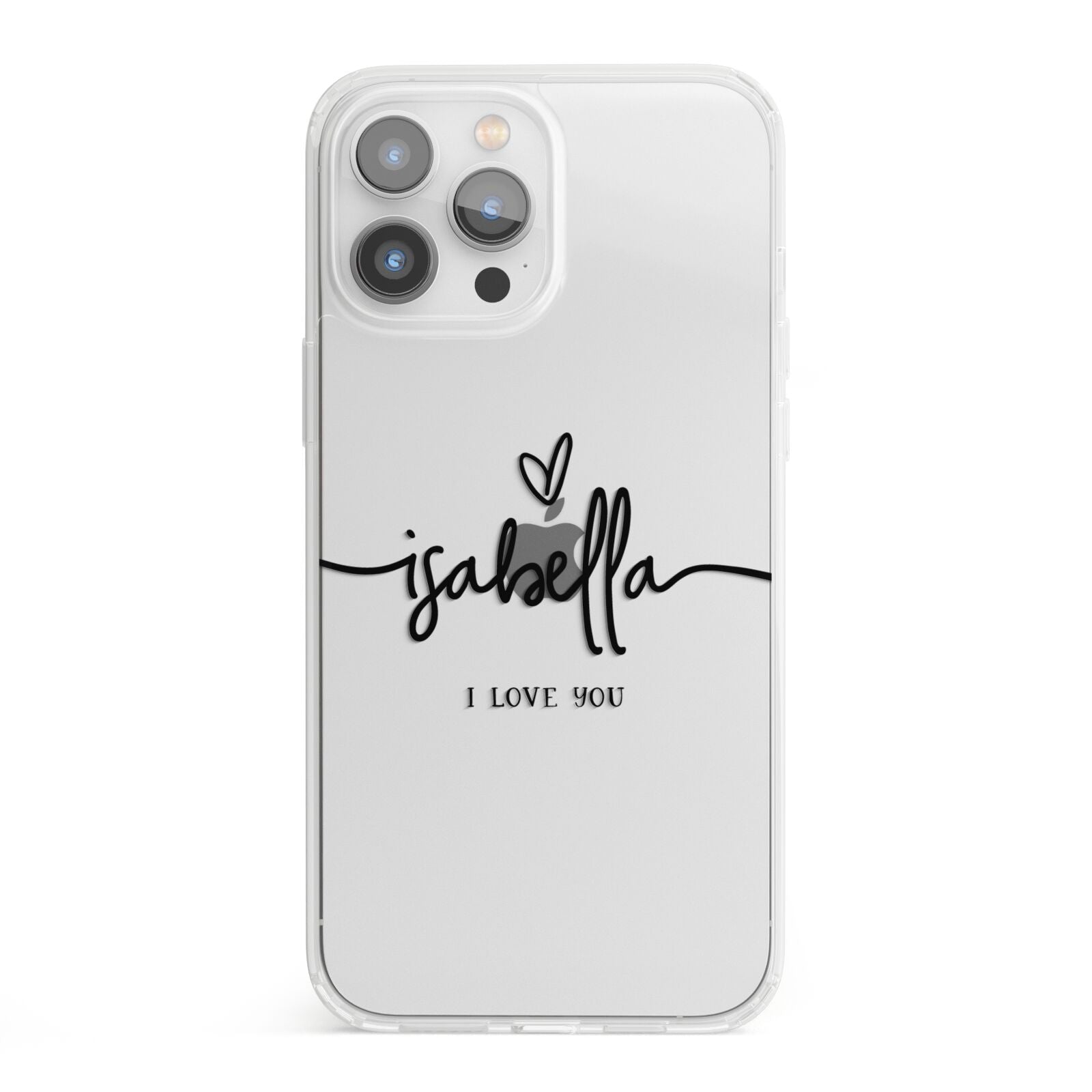 Personalised Valentines Name Clear Black iPhone 13 Pro Max Clear Bumper Case