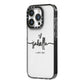 Personalised Valentines Name Clear Black iPhone 14 Pro Black Impact Case Side Angle on Silver phone