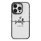 Personalised Valentines Name Clear Black iPhone 14 Pro Black Impact Case on Silver phone