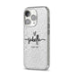 Personalised Valentines Name Clear Black iPhone 14 Pro Glitter Tough Case Silver Angled Image