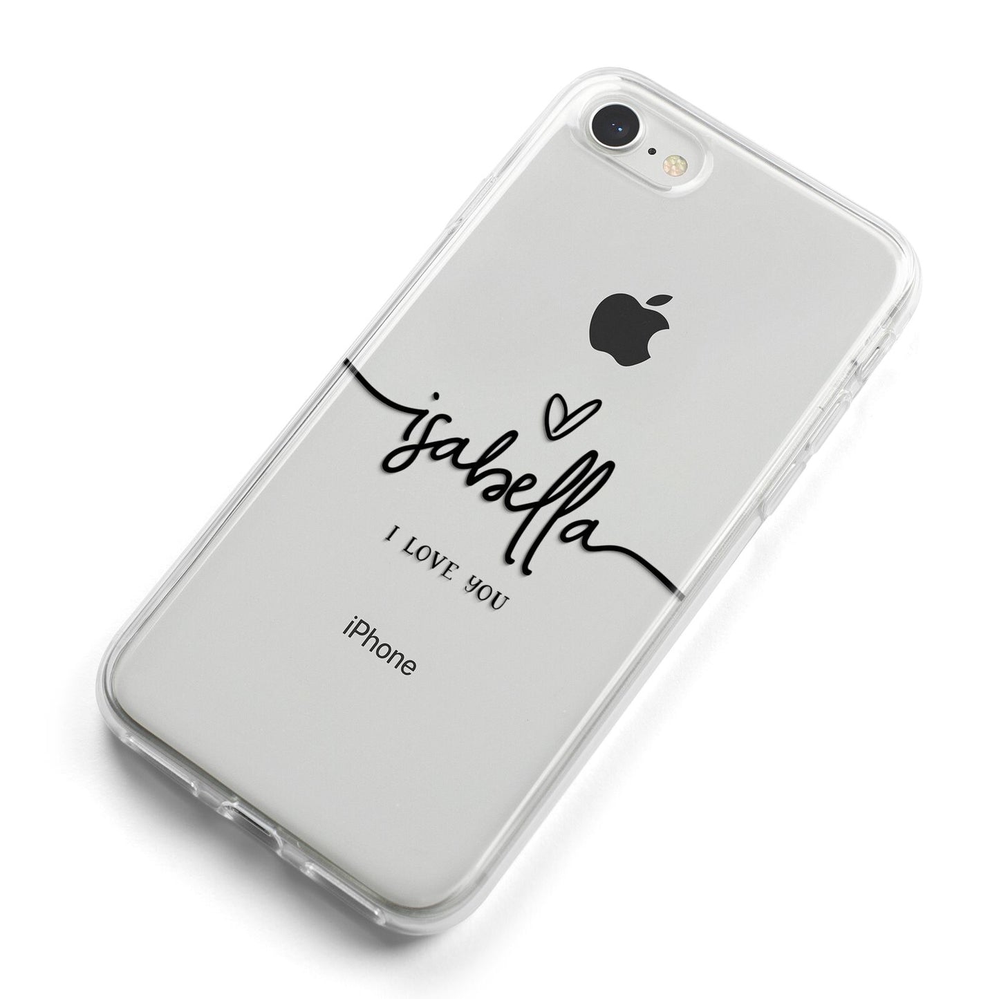 Personalised Valentines Name Clear Black iPhone 8 Bumper Case on Silver iPhone Alternative Image