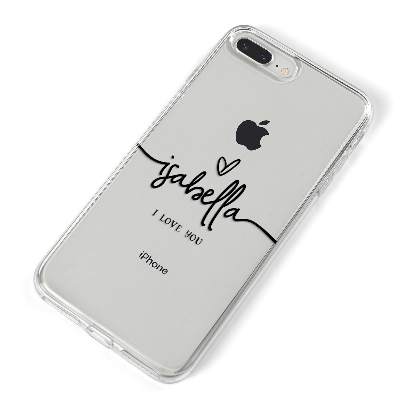 Personalised Valentines Name Clear Black iPhone 8 Plus Bumper Case on Silver iPhone Alternative Image